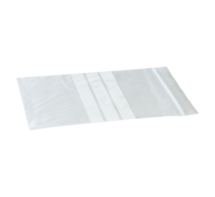 paq.100 bolsas zip trans con banda 70x100mm