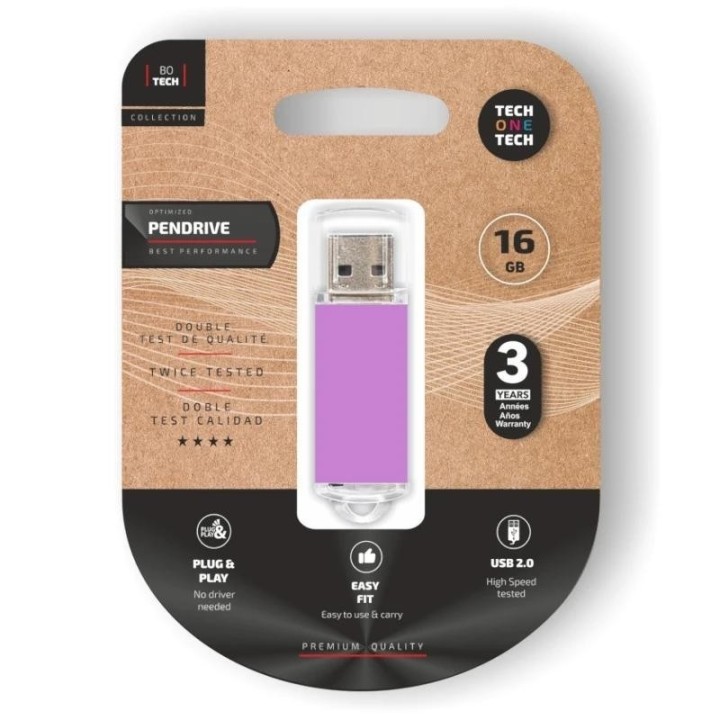 tech one tech basic pendrive 16gb usb 2.0 purple