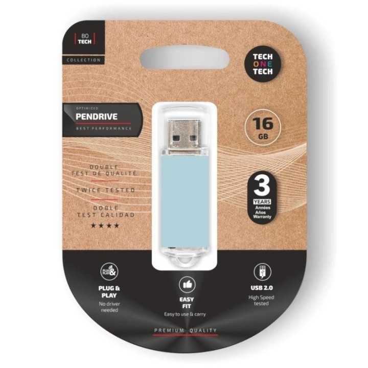 tech one tech basic pendrive 16gb usb 2.0 blue