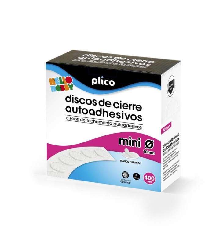 caja 400 discos plico cierre textil adh. 10mm bl