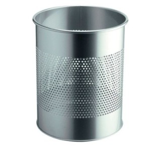 papelera metalica durable perforada 15l plata