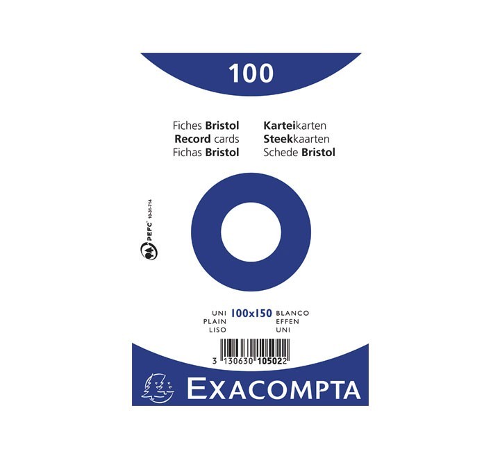 paq 100 fichas exacompta 100x150 liso 10502e