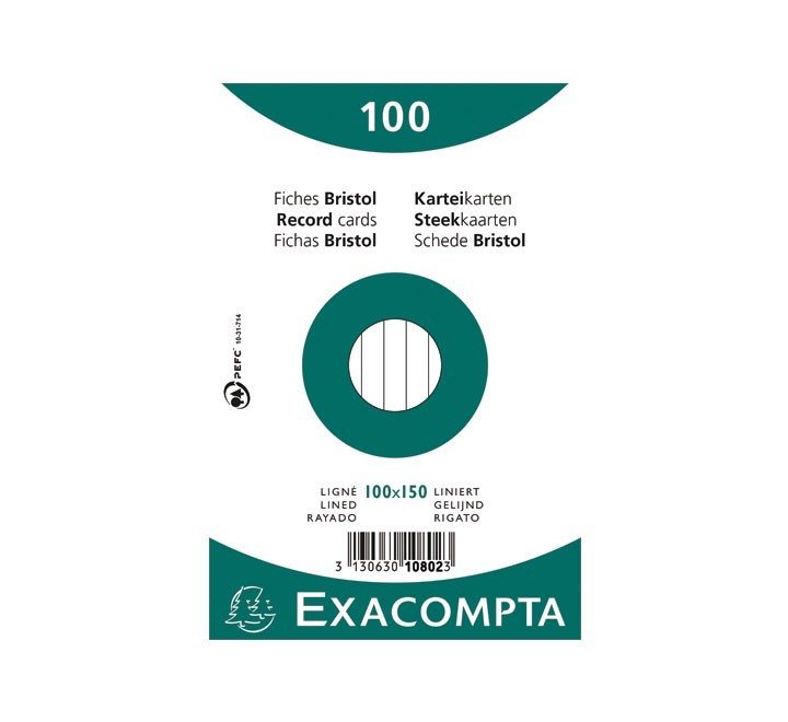 paq 100 fichas exacompta 100x150 hzt10802x