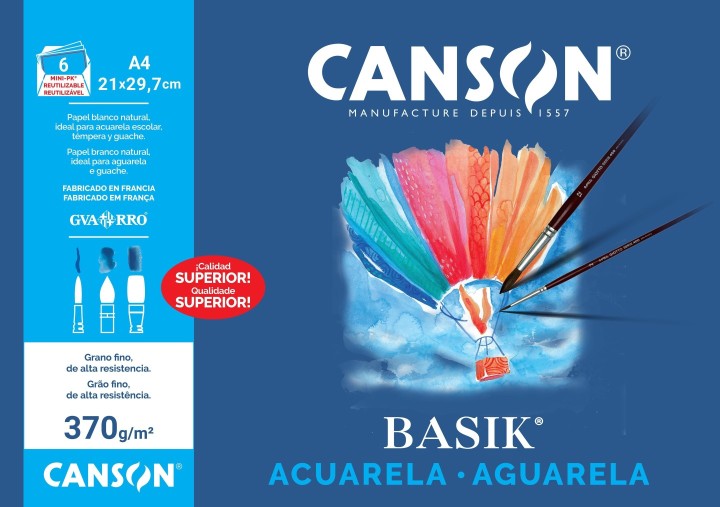 bloc 6h dibujo canson acuarela a4 minipack
