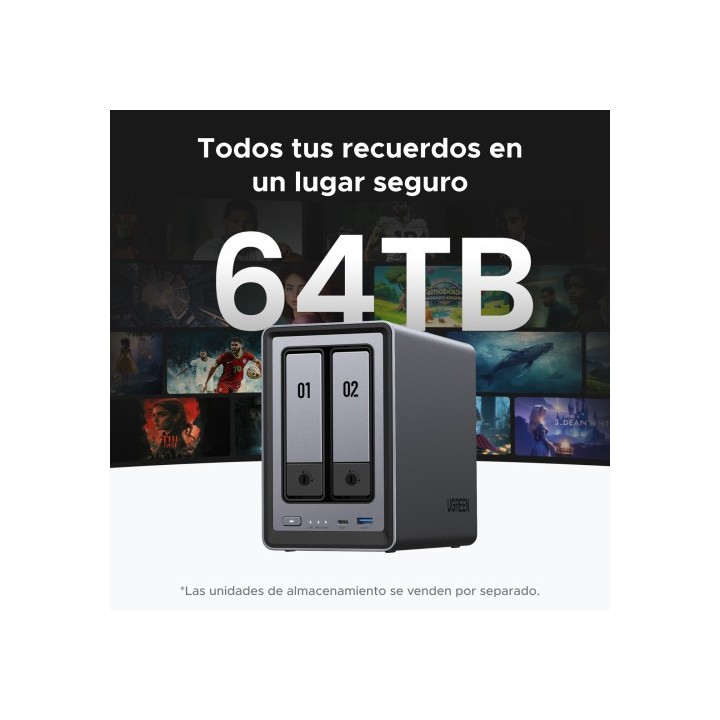 ugreen ugreen nasync dxp2800 nas system 2 bay compacto intel n n100 8 gb ddr5 0 tb ugos pro negro