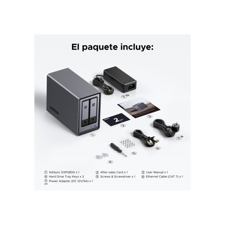 ugreen ugreen nasync dxp2800 nas system 2 bay compacto intel n n100 8 gb ddr5 0 tb ugos pro negro