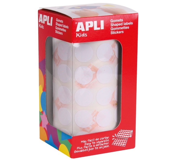 rollo gomets redondos apli 15mm blanco 11904