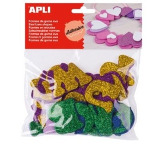 bolsa formas adhesivas apli 52 un. purpurina abc