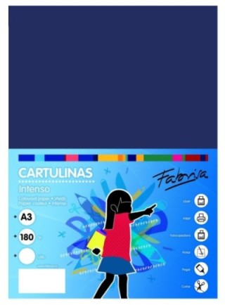 paq. 50h cartulina fabrisa 180gr a3 azul osc