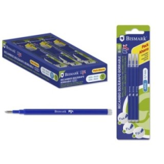 bismark set 3 unidades recambio boligrafo borrable azul bismark 327532