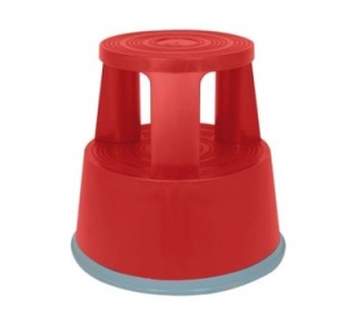 taburete pp 2 peldanos c/ruedas a series rojo
