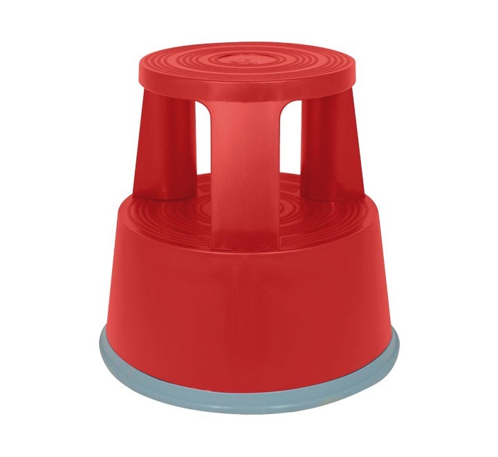 taburete pp 2 peldanos c/ruedas a series rojo