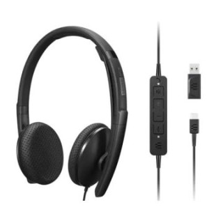 headset usb c  lenovo estereo anc microfono cancelacion de ruido activa con adaptador usb a