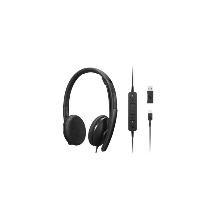 headset usb c  lenovo estereo anc microfono cancelacion de ruido activa con adaptador usb a
