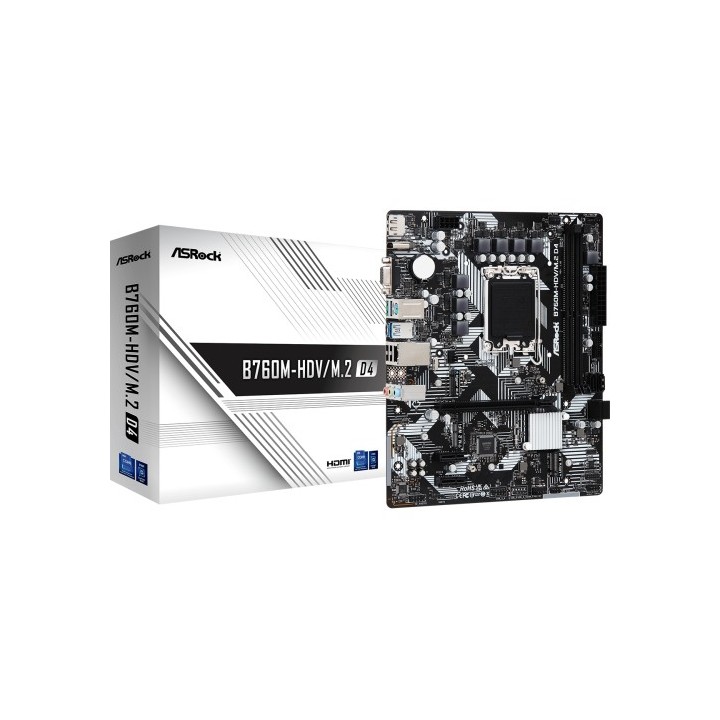 asrock asrock b760m hdv/m.2 d4 intel b760 lga 1700 micro atx