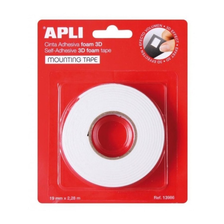 b.cinta  doble cara apli foam 3d 19mmx2,28m