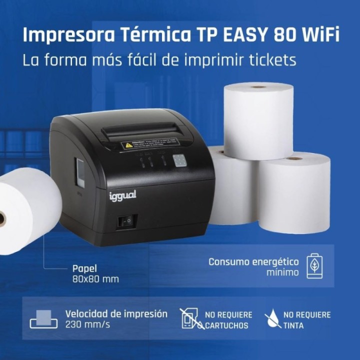 iggual impresora t?rmica tp easy 80 usb+rj11 wifi