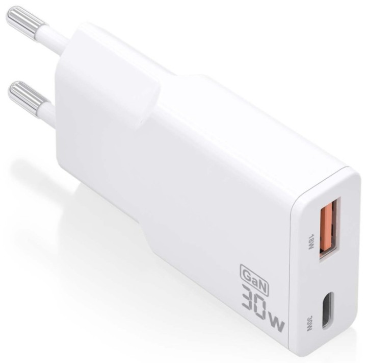 cargador aisens gan ultra delgado 30w usb c pd3.0 qc4.0 usb a qc3.0