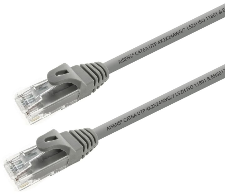 cable red aisens latiguillo rj45 lszh cat.6a utp awg24 1.0m gris