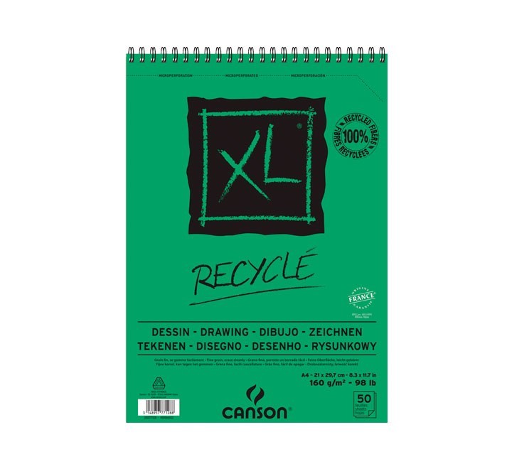 bloc dibujo canson xl recycled fino a4 50h 160gr