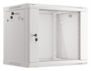 armario lanberg mural 9u 600x450 rack 19 flat pack v2 puerta cristal gris