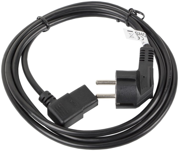 cable de alimentacion lanberg schuko cee 7/7 a iec320 c13 acodado 3m