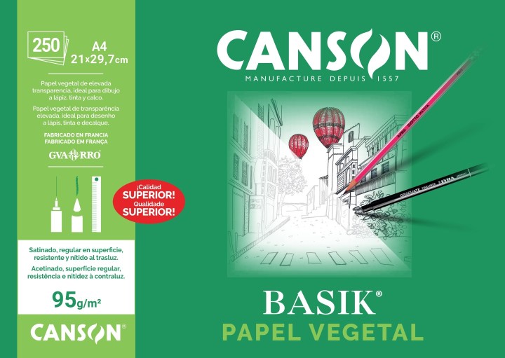 pack 250h canson papel vegetal a4 90g c200406219