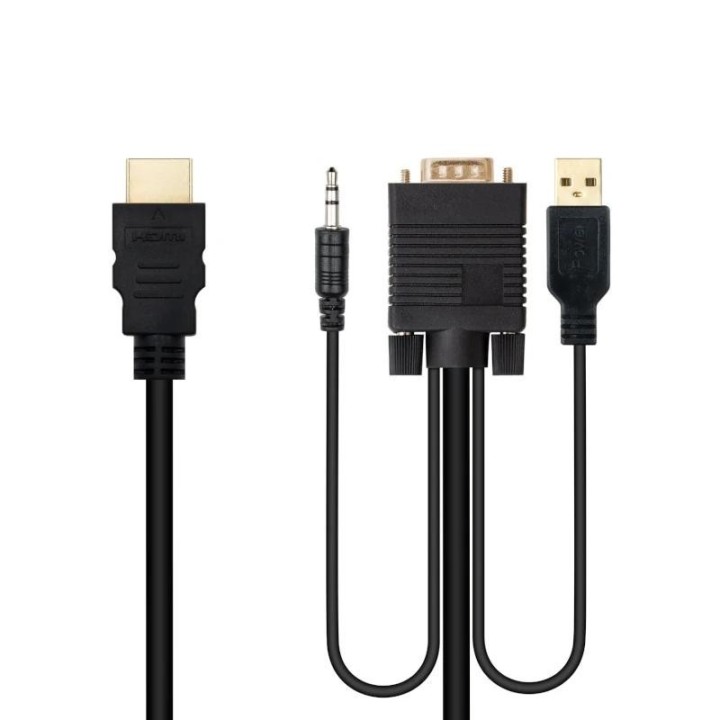 nanocable conversor hdmi a vga jack ubs, 1.8 m