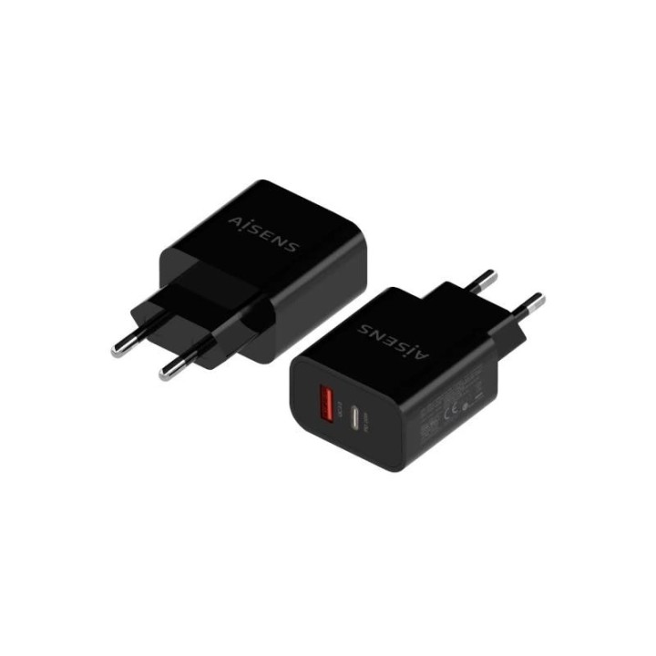 aisens cargador 20w usb c pd3.0 usb a qc3.0 negro