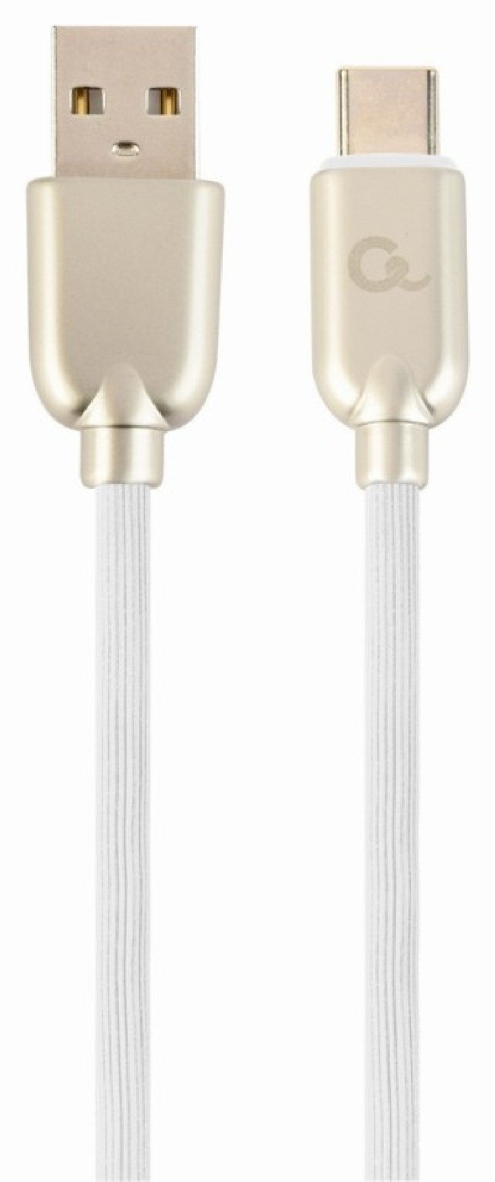 cable de carga y datos gembird usb tipo c de caucho premium, 2m, blanco