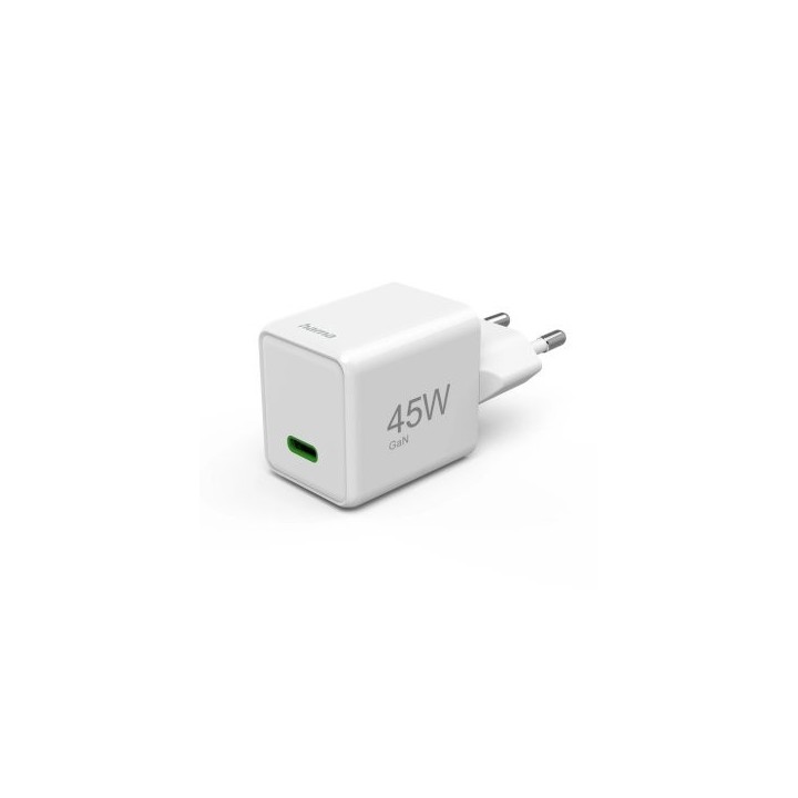 cargador usb c hama 45w super mini 1xusb c gan quick charge power delivery blanco