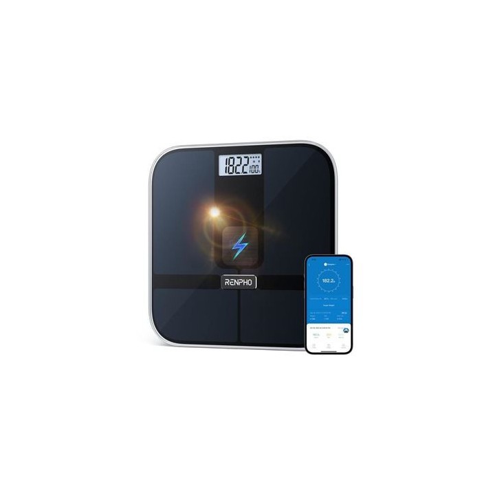 renpho renpho  elis solar 2   smart body scale   ito   ble   11x11x0.9 inch   black