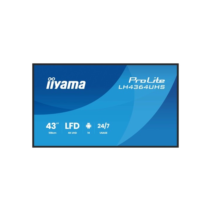iiyama iiyama monitor 43" 3840x2160, uhd va dled  500cd/m, horiz y vert, mm 2x 10w, 2x hdmix 1x usb
