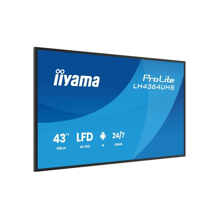 iiyama iiyama monitor 43" 3840x2160, uhd va dled  500cd/m, horiz y vert, mm 2x 10w, 2x hdmix 1x usb
