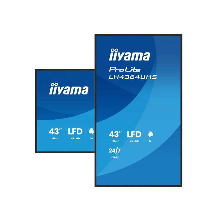iiyama iiyama monitor 43" 3840x2160, uhd va dled  500cd/m, horiz y vert, mm 2x 10w, 2x hdmix 1x usb