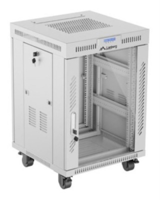 armario lanberg rack 19" 15u 600x600 flat pack gris puerta de cristal con lcd