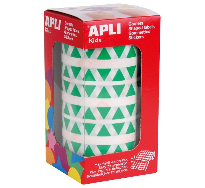 rollo gomets triangular apli 10.5mm verde 4866