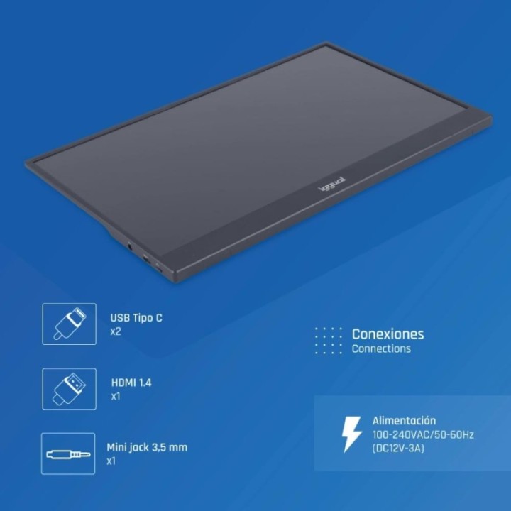 iggual monitor port?til 15,6" ips fhd usb c funda