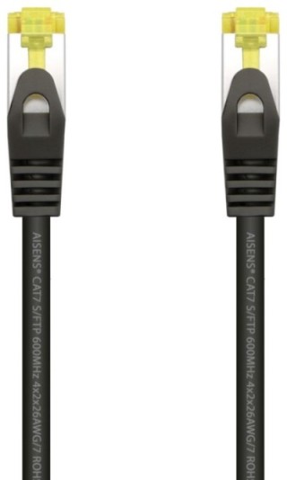 cable red aisens latiguillo rj45 lszh cat.7 sftp pimf 25cm negro