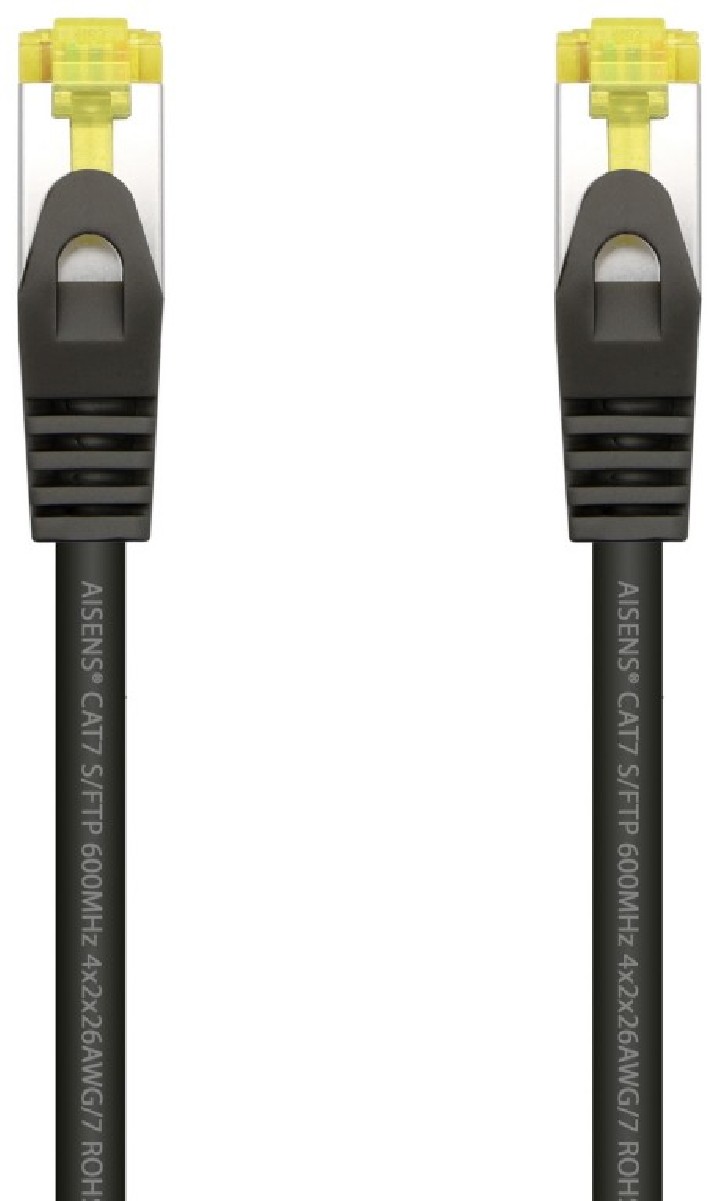 cable red aisens latiguillo rj45 lszh cat.7 sftp pimf 25cm negro