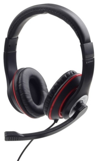 auriculares gembird mhs 03 bkrd negro rojo microfono alambrico 3.5mm