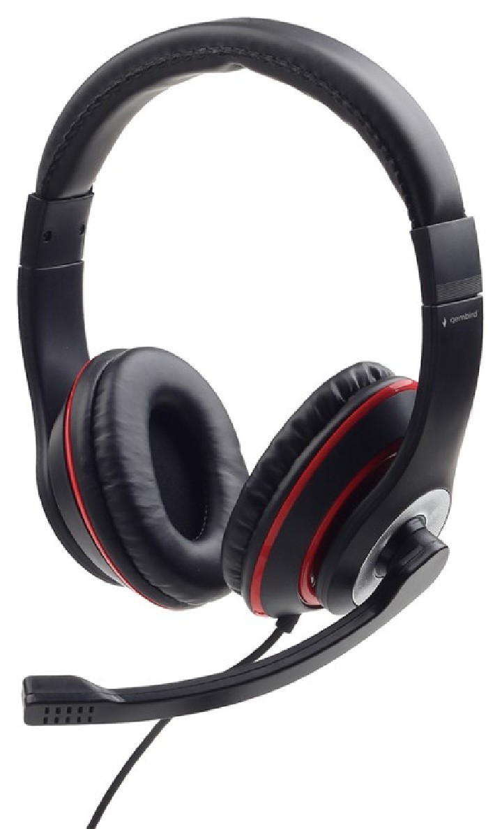 auriculares gembird mhs 03 bkrd negro rojo microfono alambrico 3.5mm