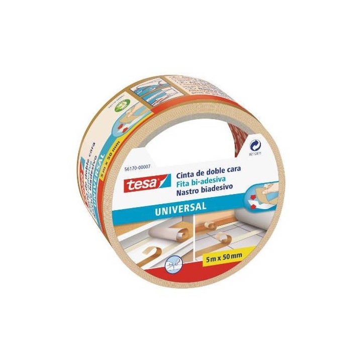 tesa cinta adhesiva universal doble cara especial moquetas 50mm.x5m. tesa 56170 00007 11  pack  6 un