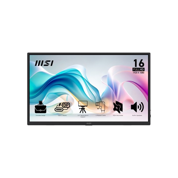msi msi pro mp165 e6 monitor o tv portatil monitor portatil negro 39,6 cm  15.6"  led 1920 x 1080 pi