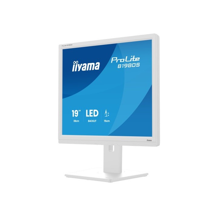 iiyama monitor iiyama 19 pulgadas,blanco, panel tn, 3ms, 250cd/m2, 75hz, ajustable en altura, altavo