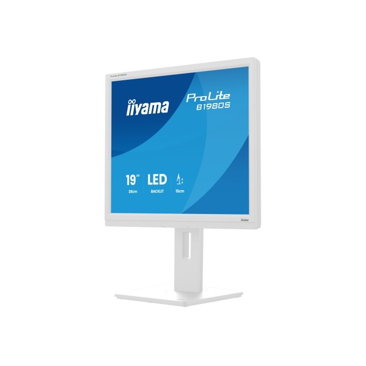 iiyama monitor iiyama 19 pulgadas,blanco, panel tn, 3ms, 250cd/m2, 75hz, ajustable en altura, altavo