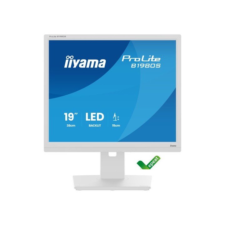 iiyama monitor iiyama 19 pulgadas,blanco, panel tn, 3ms, 250cd/m2, 75hz, ajustable en altura, altavo