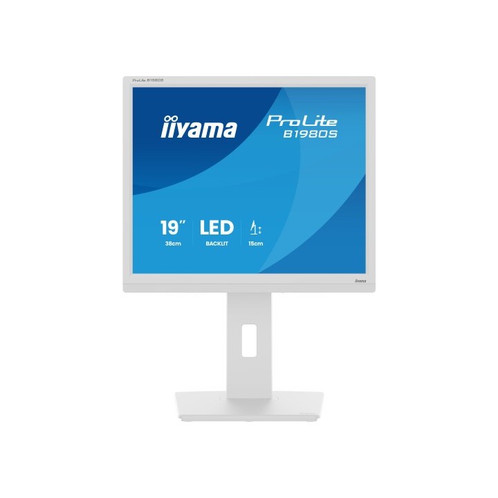 iiyama monitor iiyama 19 pulgadas,blanco, panel tn, 3ms, 250cd/m2, 75hz, ajustable en altura, altavo