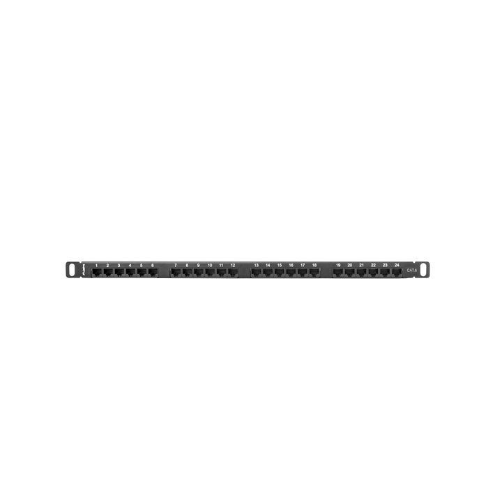 lanberg patch panel lanberg cat.6 utp 24 puertos 0.5u rack 19 negro