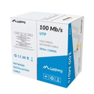 lanberg bobina 100mb   s lanberg utp 305m rj45 solid cca awg24 amarillo